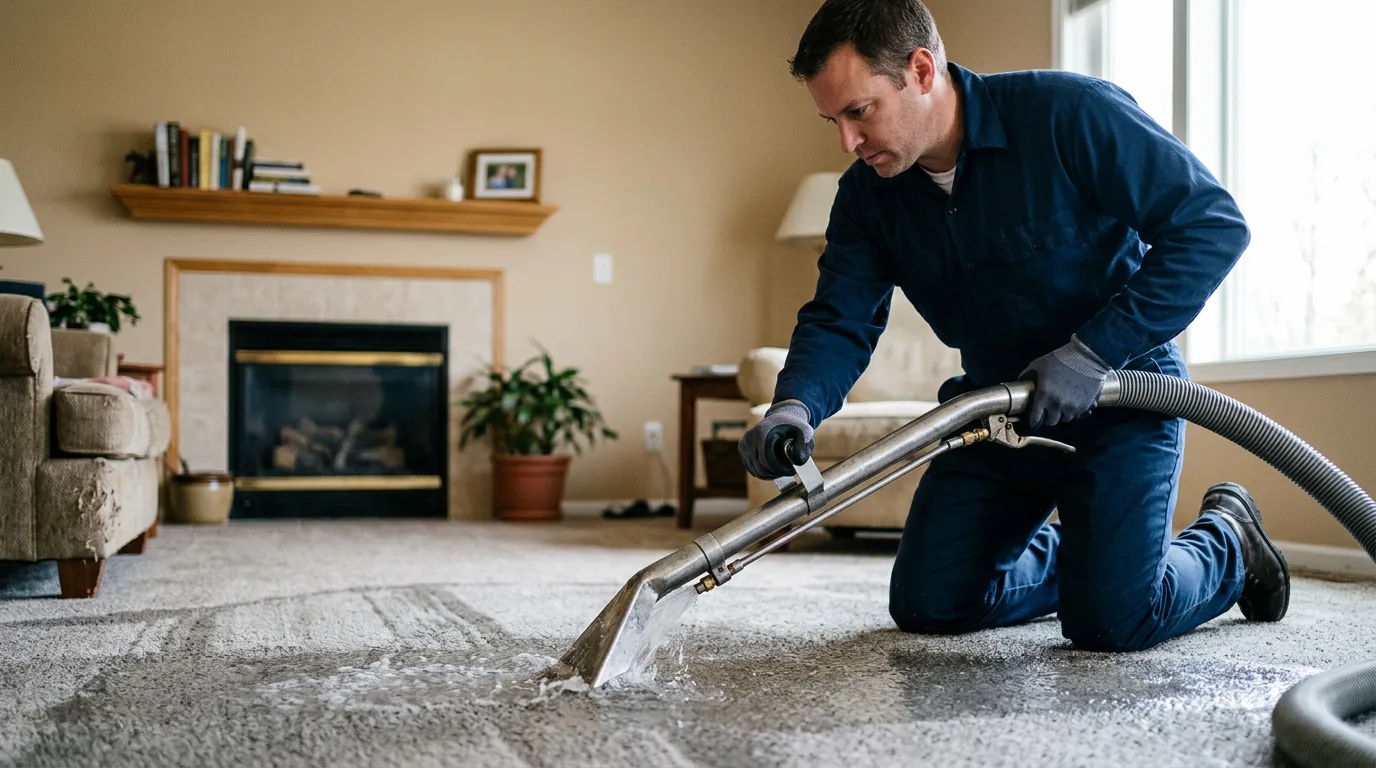 Water damage restoration technician working near Copiague, NY